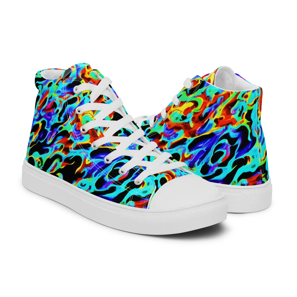 Sonic Paint on Men's High Top Canvas Shoes — Right