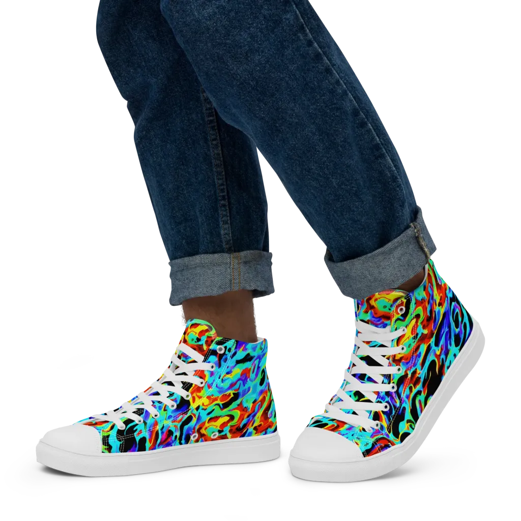 Sonic Paint on Men's High Top Canvas Shoes — Left