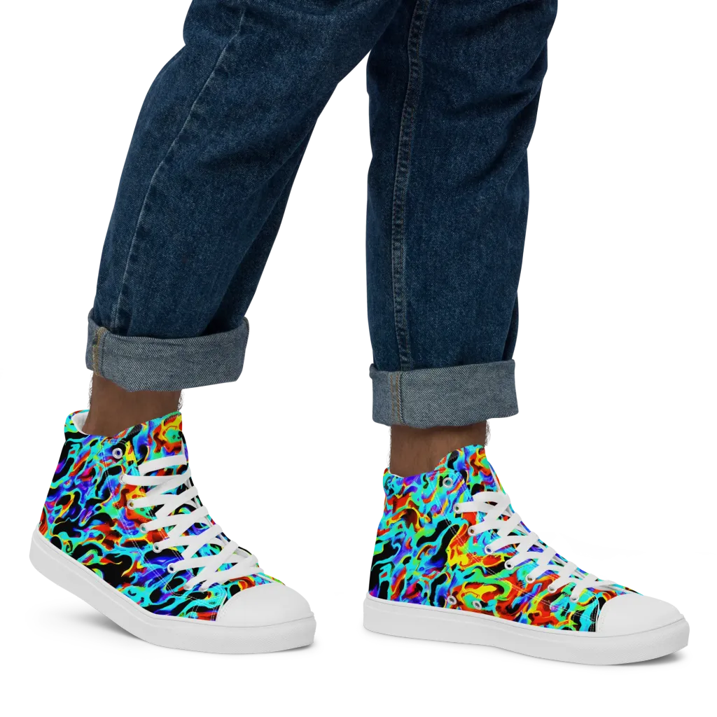 Sonic Paint on Men's High Top Canvas Shoes — Right
