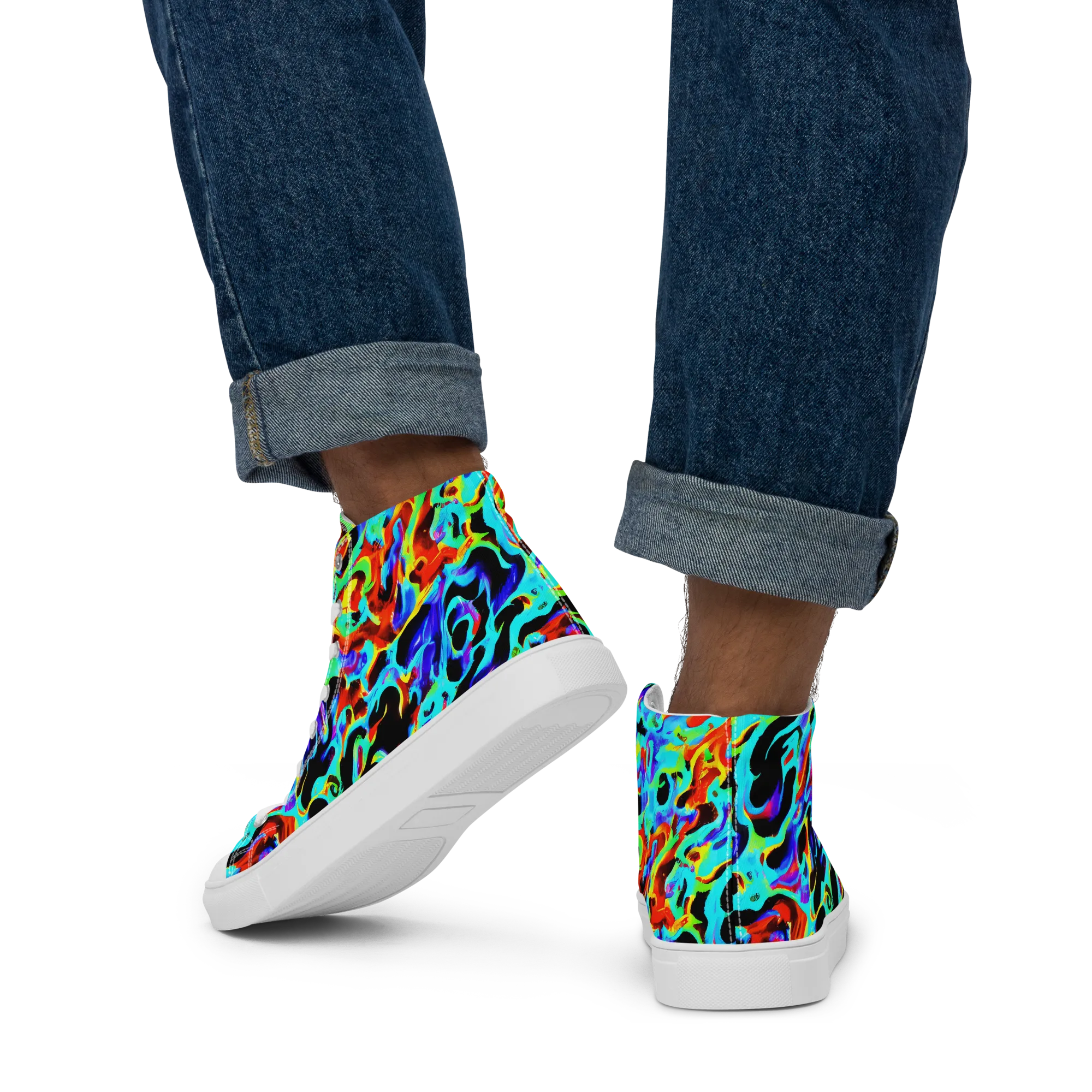 Sonic Paint on Men's High Top Canvas Shoes — Back
