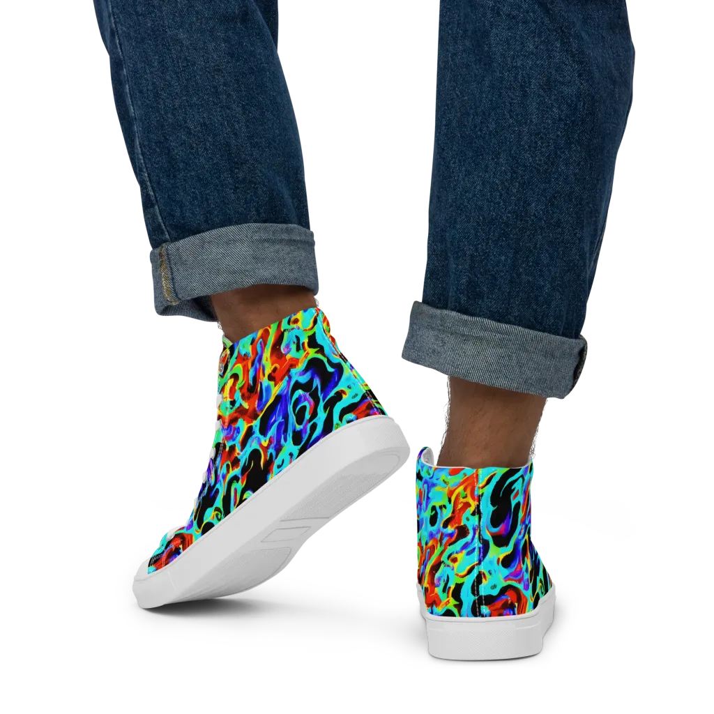 Sonic Paint on Men's High Top Canvas Shoes — Back