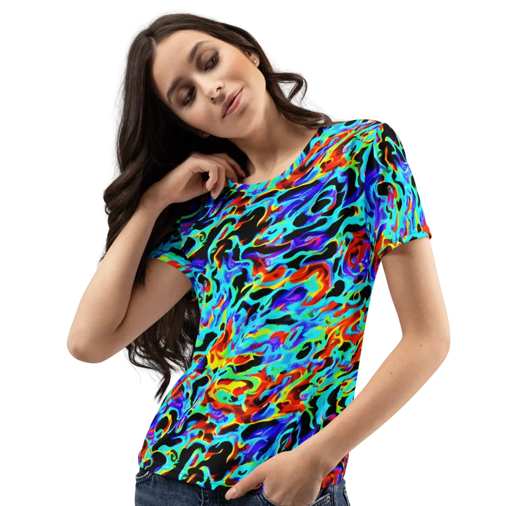 Sonic Paint on Women's Crew Neck T-Shirt — Left Front