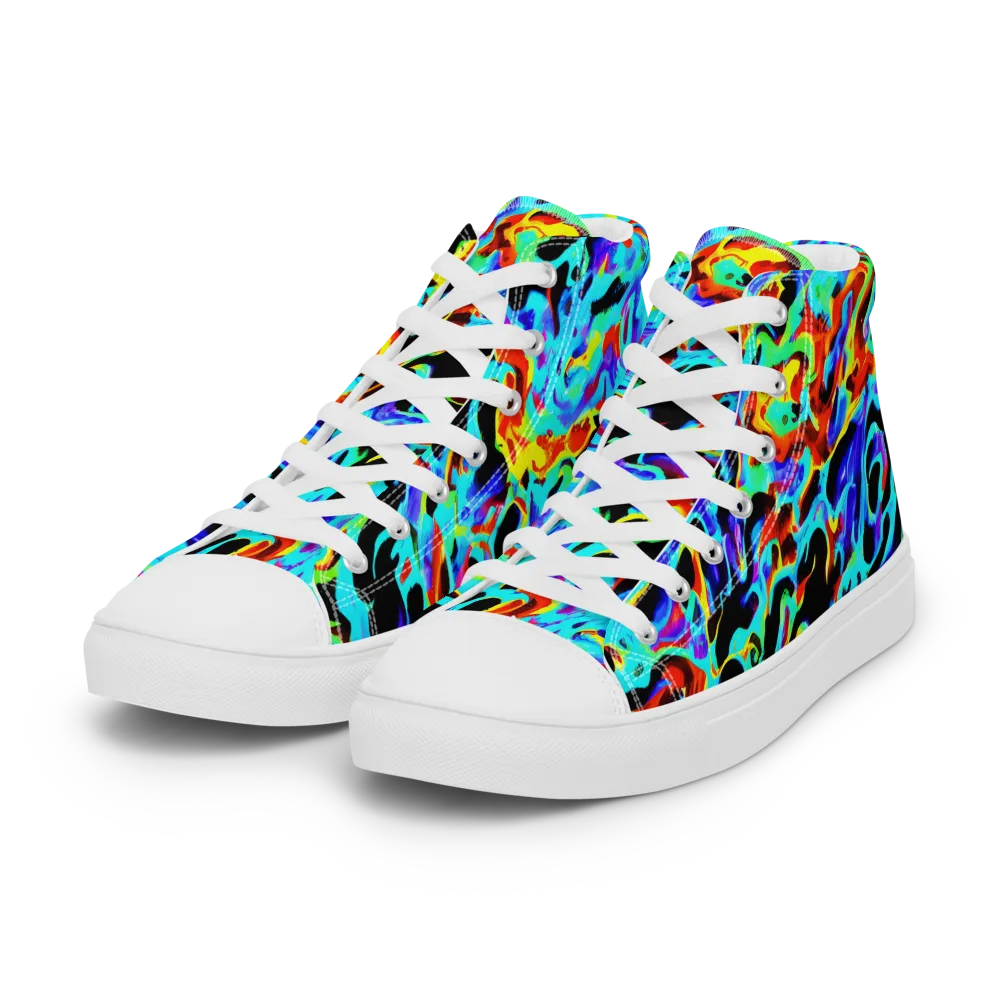 Sonic Paint on Women's High Top Canvas Shoes — Left Front