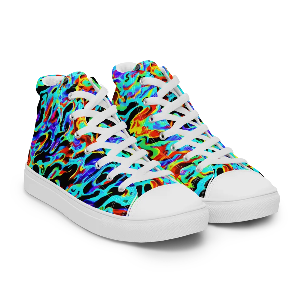 Sonic Paint on Women's High Top Canvas Shoes — Right Front