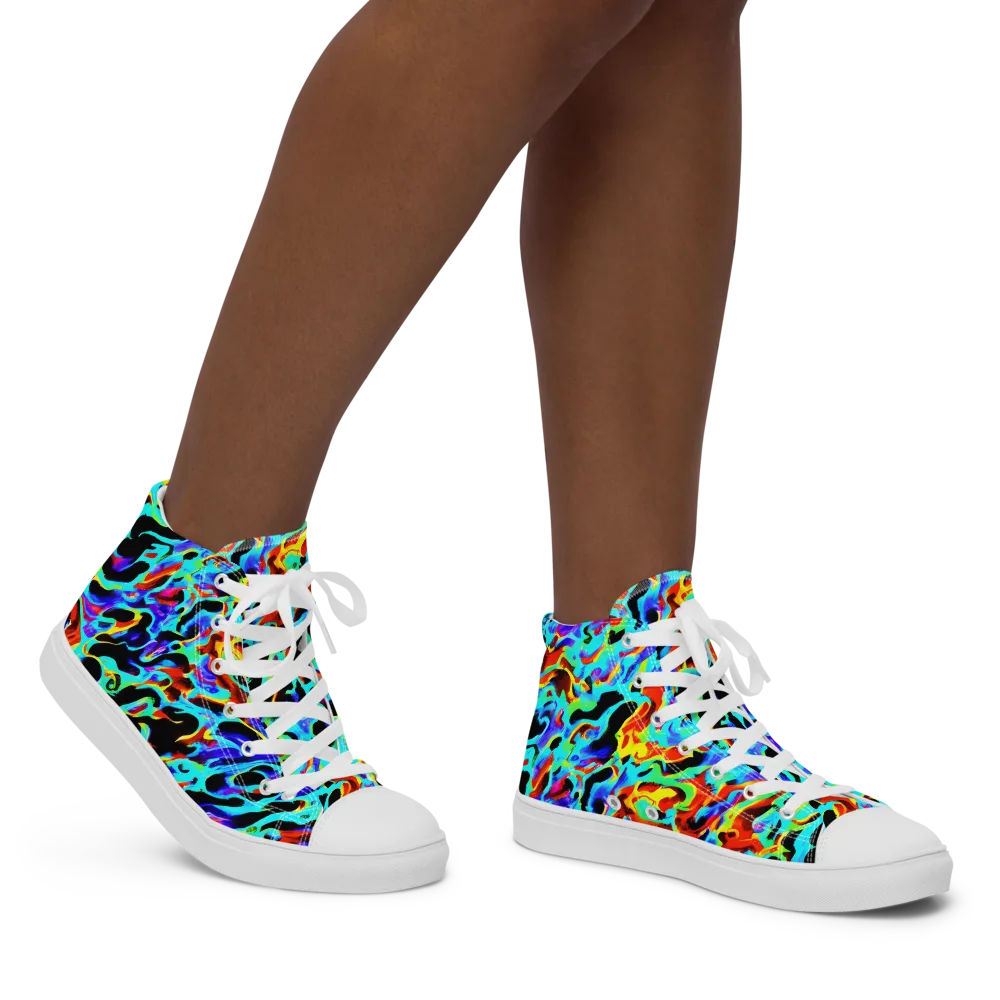 Sonic Paint on Women's High Top Canvas Shoes — Right