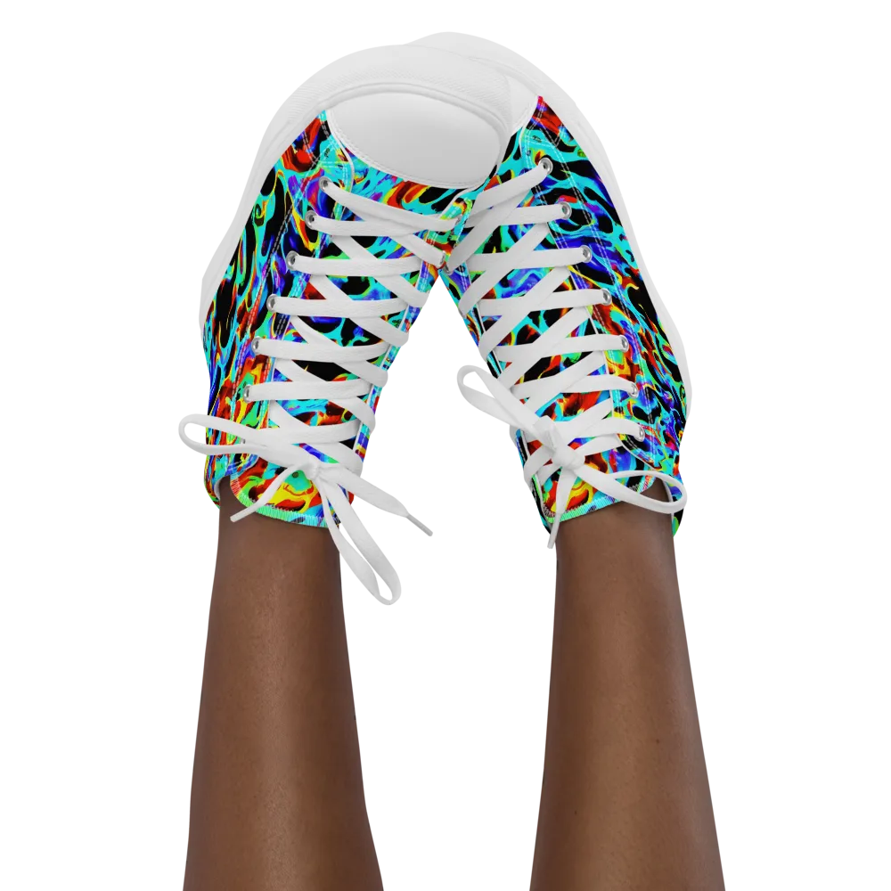 Sonic Paint on Women's High Top Canvas Shoes — Front
