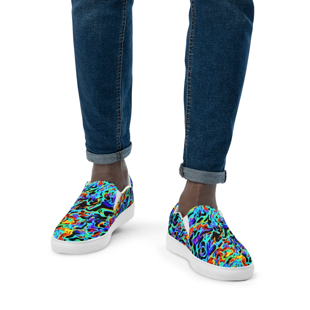 Sonic Paint on Men's Slip-On Canvas Shoes — Front