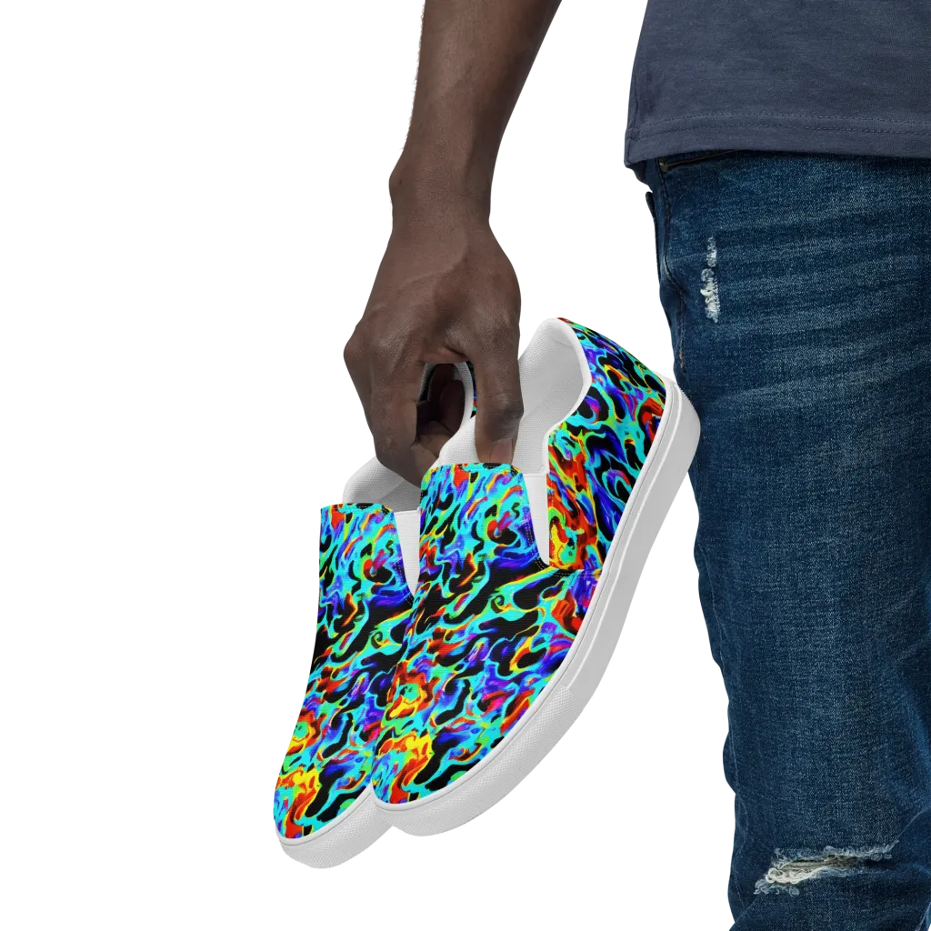 Sonic Paint on Men's Slip-On Canvas Shoes — Left Front
