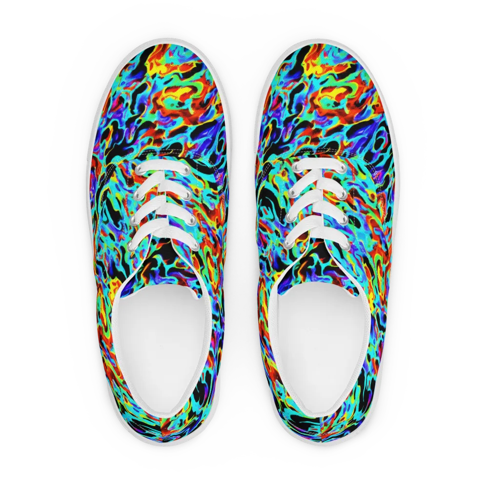 Sonic Paint on Men's Lace-Up Canvas Shoes — Front