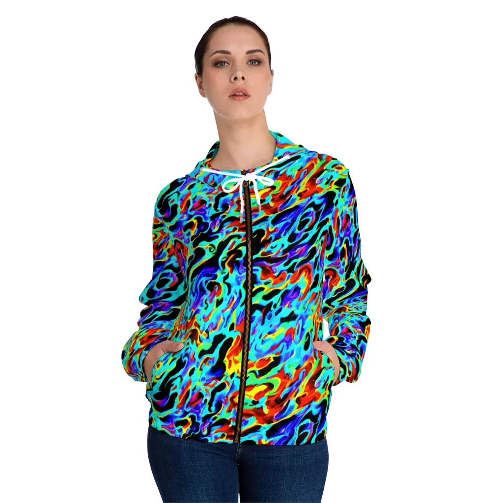 Sonic Paint on Women's Full-Zip Hoodie — Front On Person
