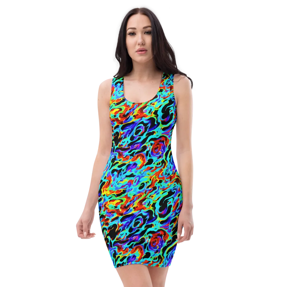 Sonic Paint on Bodycon Dress — Front