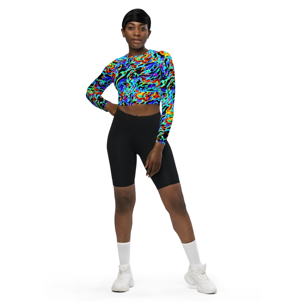 Sonic Paint on Long Sleeve Crop Top — Front