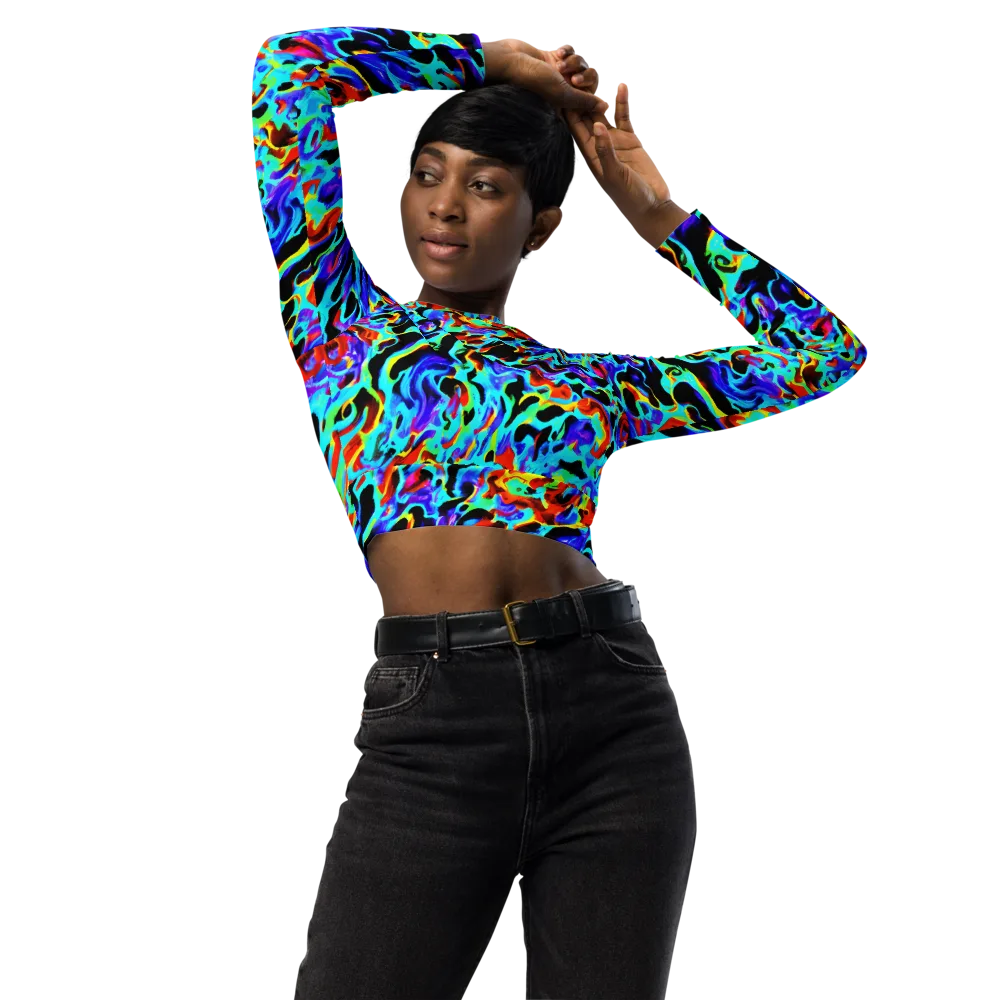 Sonic Paint on Long Sleeve Crop Top — Front