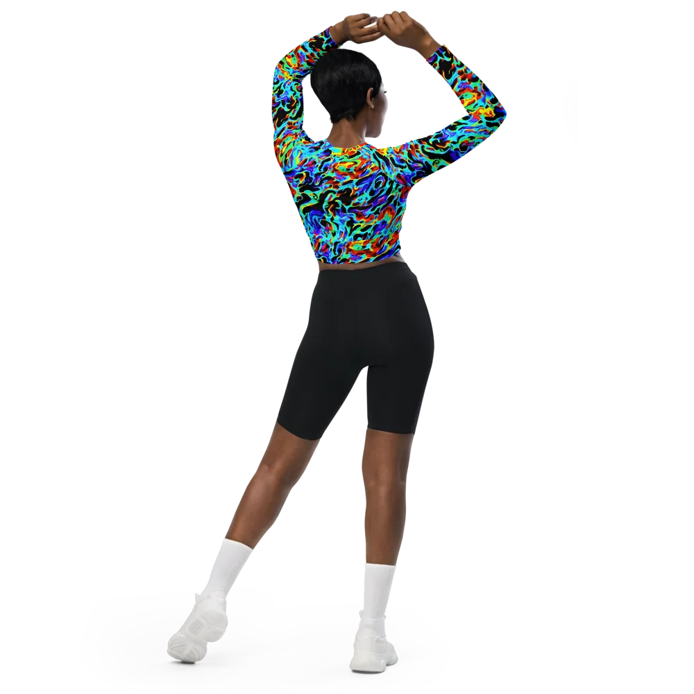 Sonic Paint on Long Sleeve Crop Top — Back