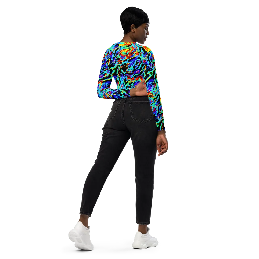 Sonic Paint on Long Sleeve Crop Top — Right Back