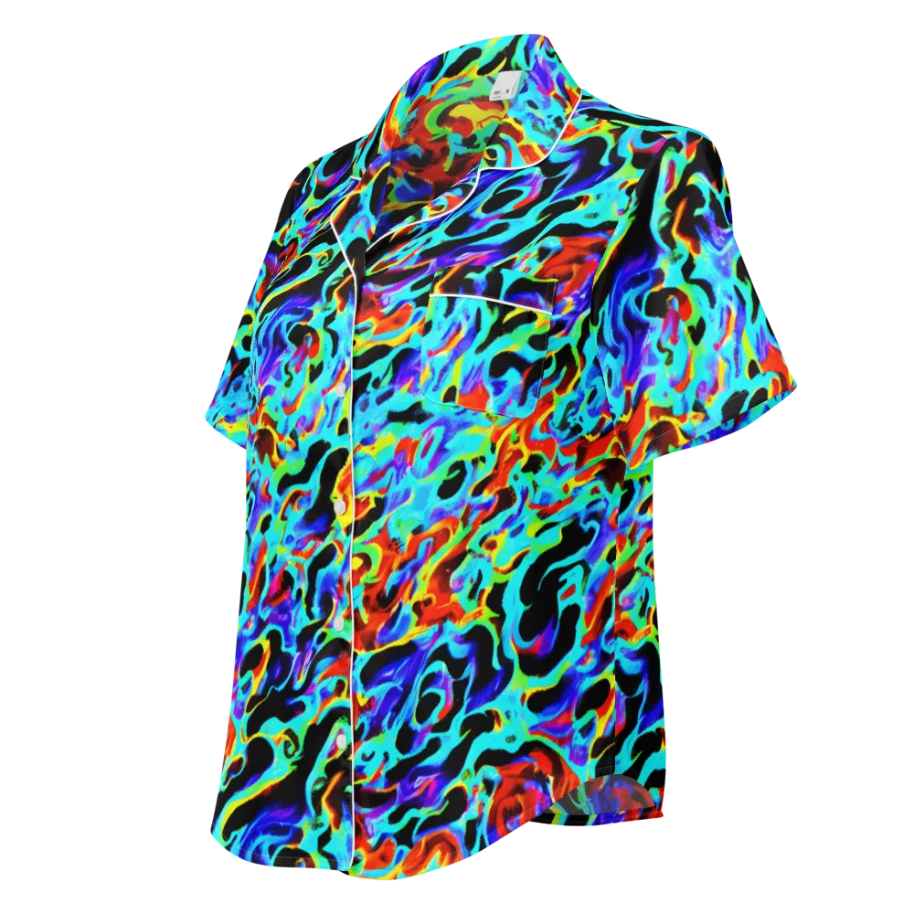 Sonic Paint on Women's Short Sleeve Pajama Top — Left Front