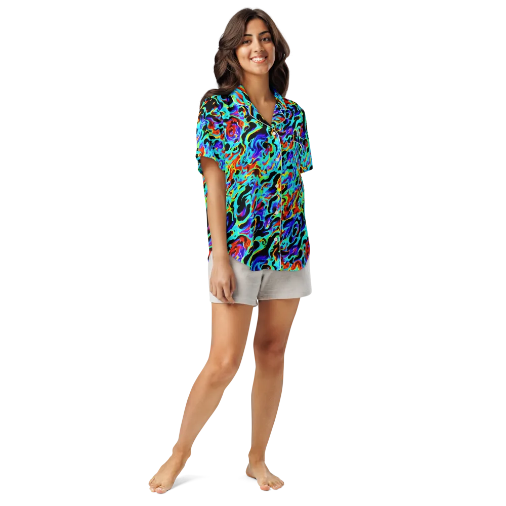 Sonic Paint on Women's Short Sleeve Pajama Top — Front