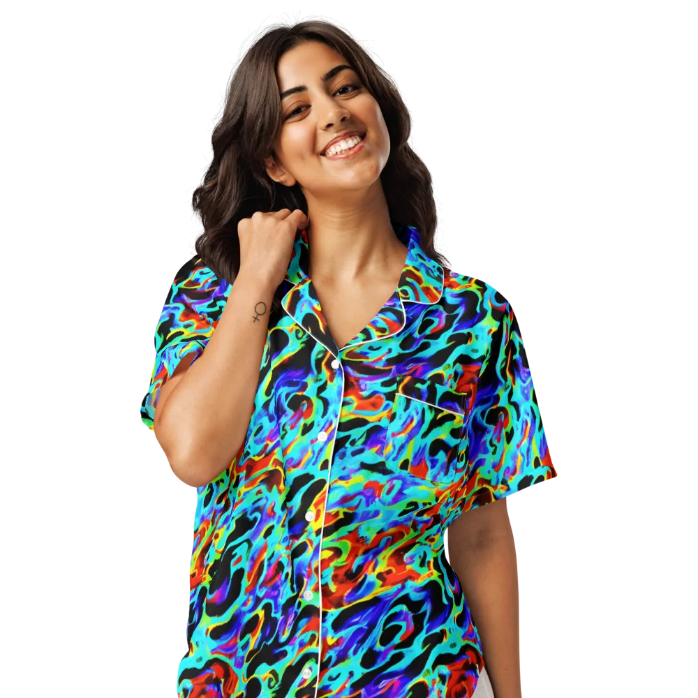 Sonic Paint on Women's Short Sleeve Pajama Top — Front