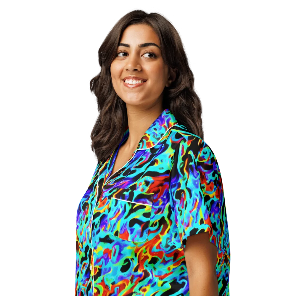 Sonic Paint on Women's Short Sleeve Pajama Top — Left Front