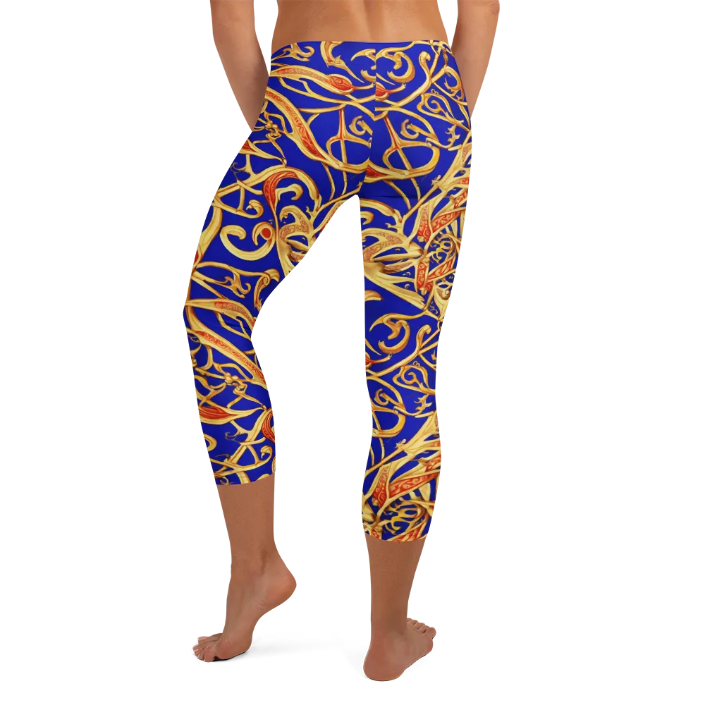 Royal Paisley on Capri Leggings — Back