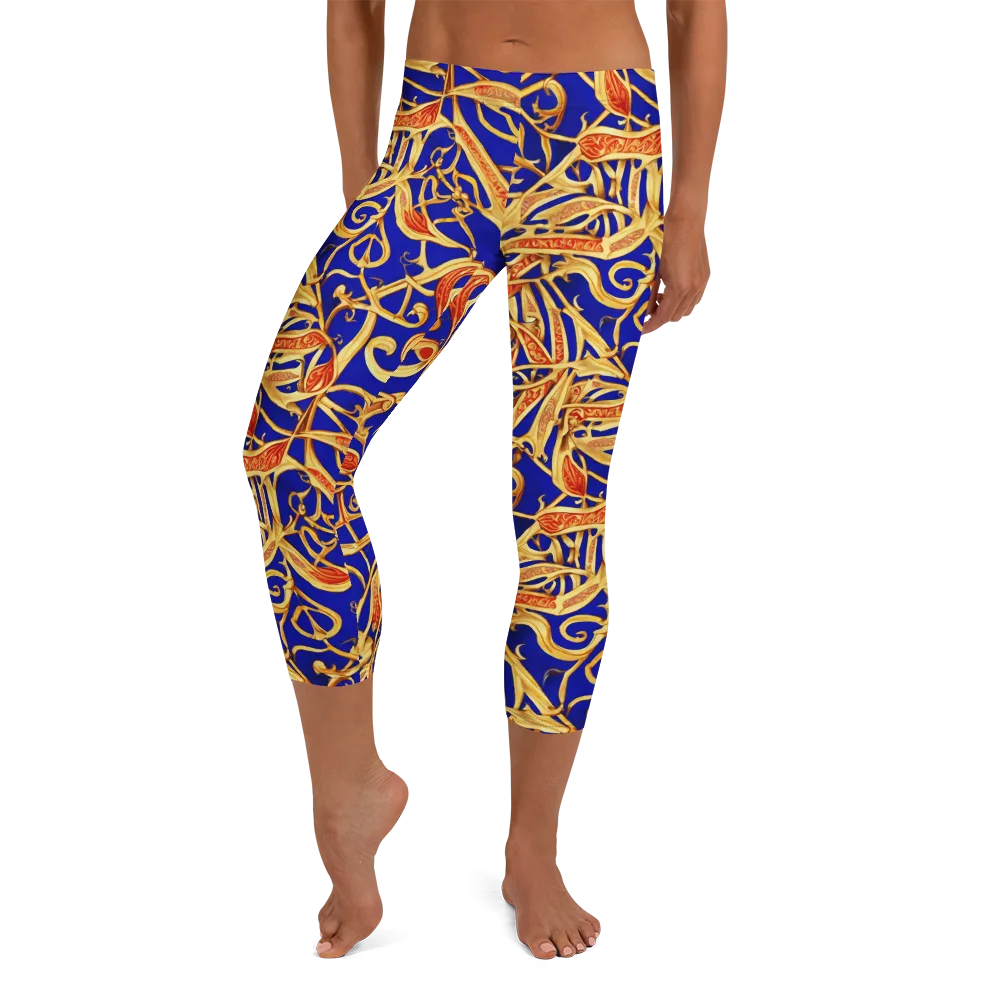 Royal Paisley on Capri Leggings — Front