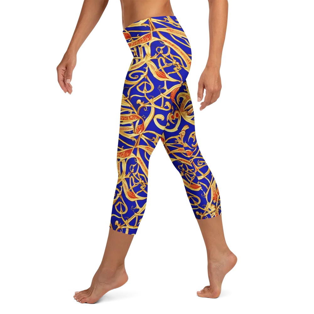 Royal Paisley on Capri Leggings — Left