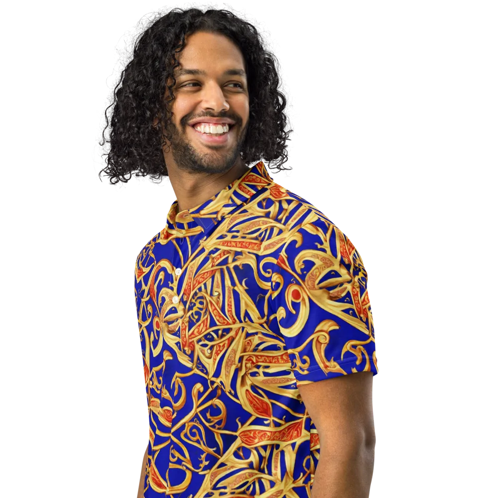 Royal Paisley on Men's Slim Fit Polo Shirt — Left Front