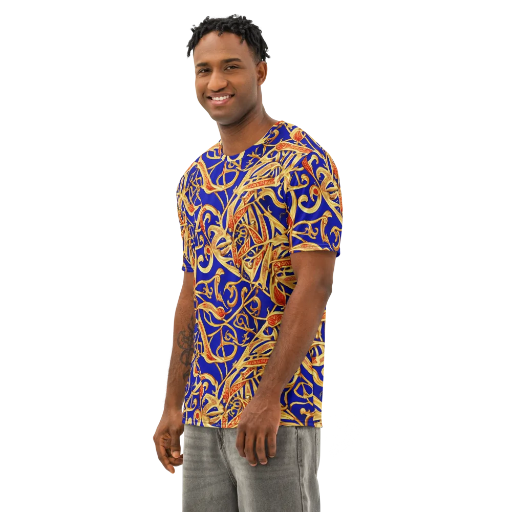 Royal Paisley on Men's Cotton Crew Neck T-Shirt — Left Front