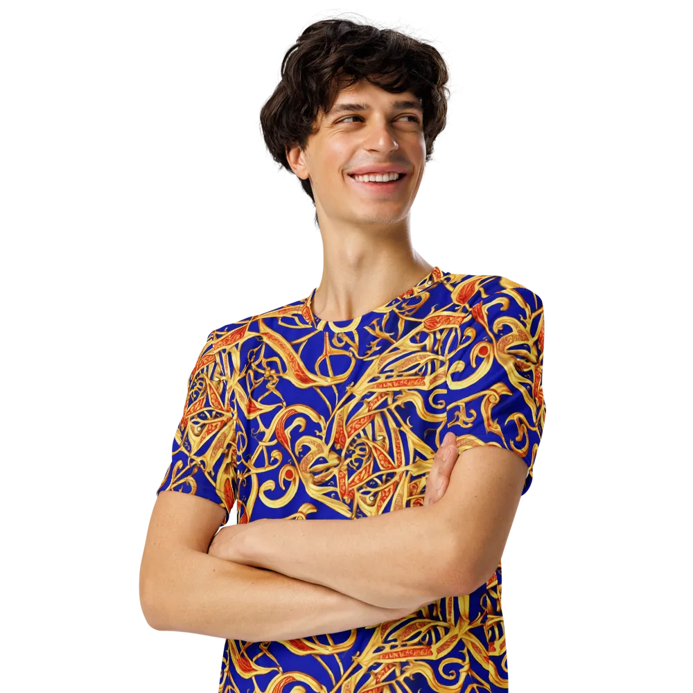 Royal Paisley on Men's Crew Neck T-Shirt — Left Front
