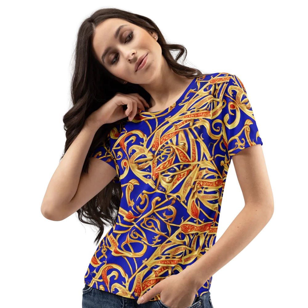 Royal Paisley on Women's Crew Neck T-Shirt — Left Front