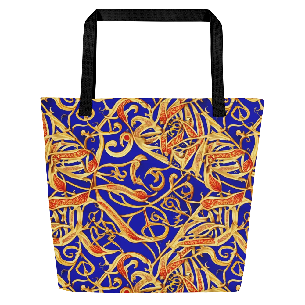 Royal Paisley on Large Tote Bag W/ Pocket — Front