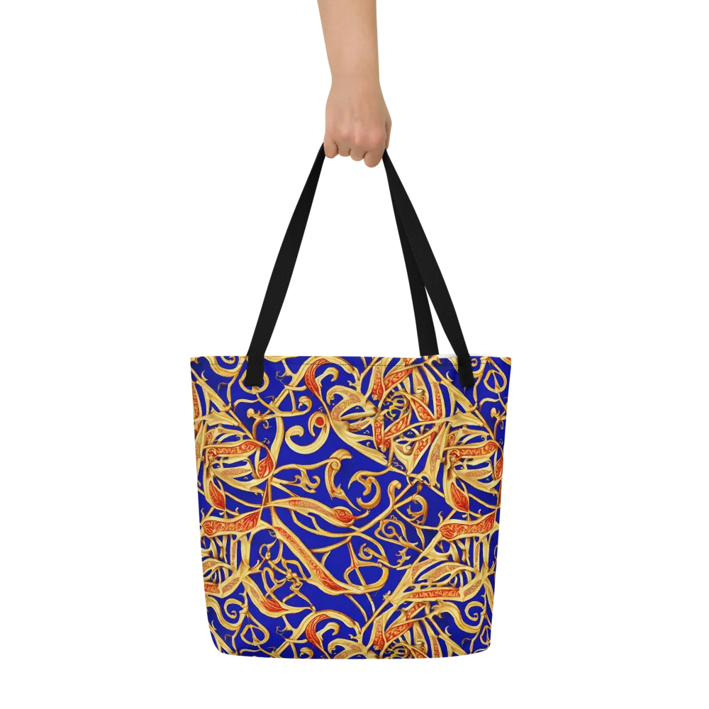 Royal Paisley on Large Tote Bag W/ Pocket — Front