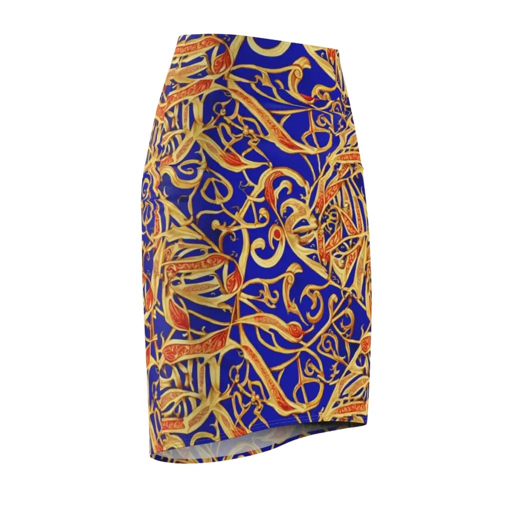 Royal Paisley on Pencil Skirt — Front Side