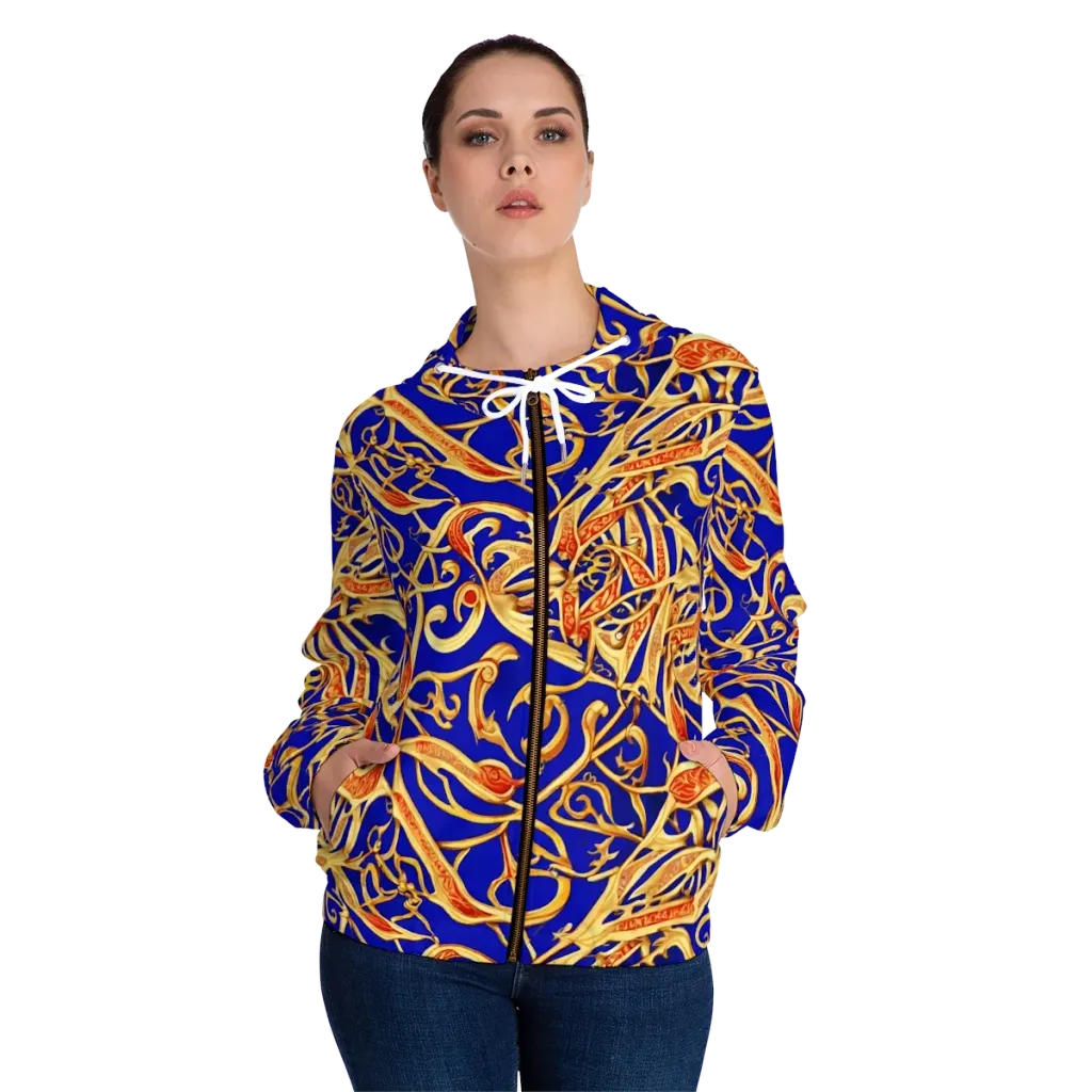 Royal Paisley on Women's Full-Zip Hoodie — Front On Person