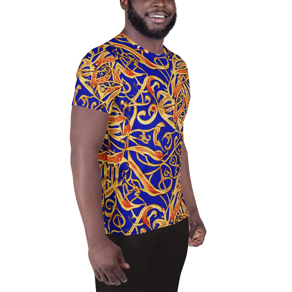 Royal Paisley on Men's Athletic T-Shirt — Right