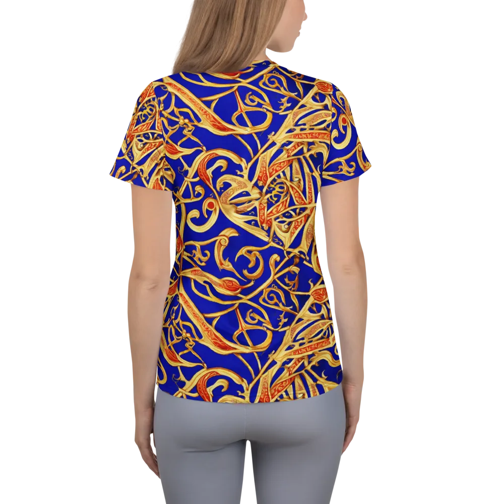 Royal Paisley on Women's Athletic T-Shirt — Back