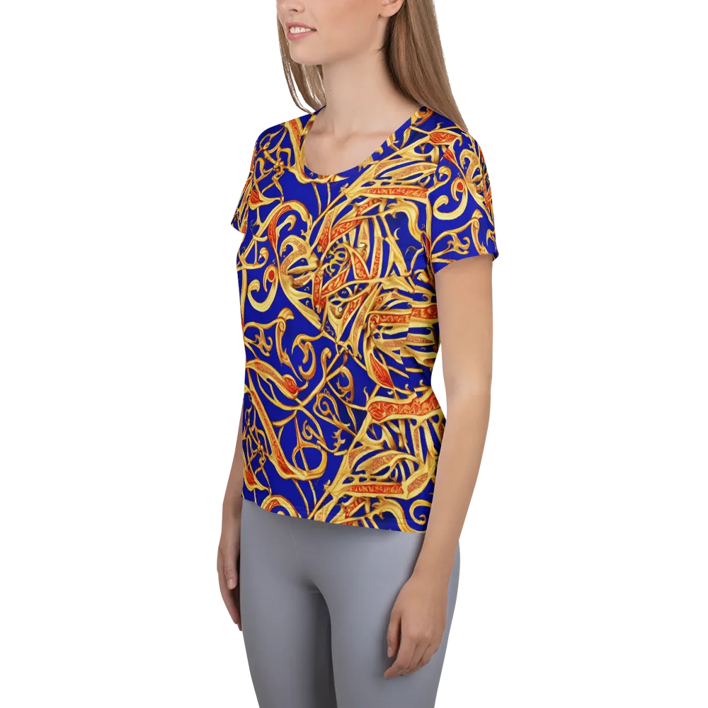 Royal Paisley on Women's Athletic T-Shirt — Left