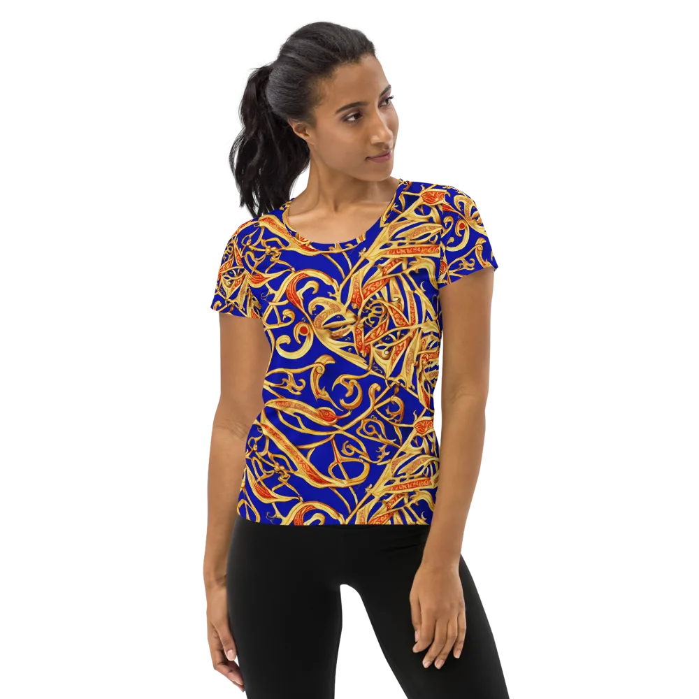Royal Paisley on Women's Athletic T-Shirt — Front