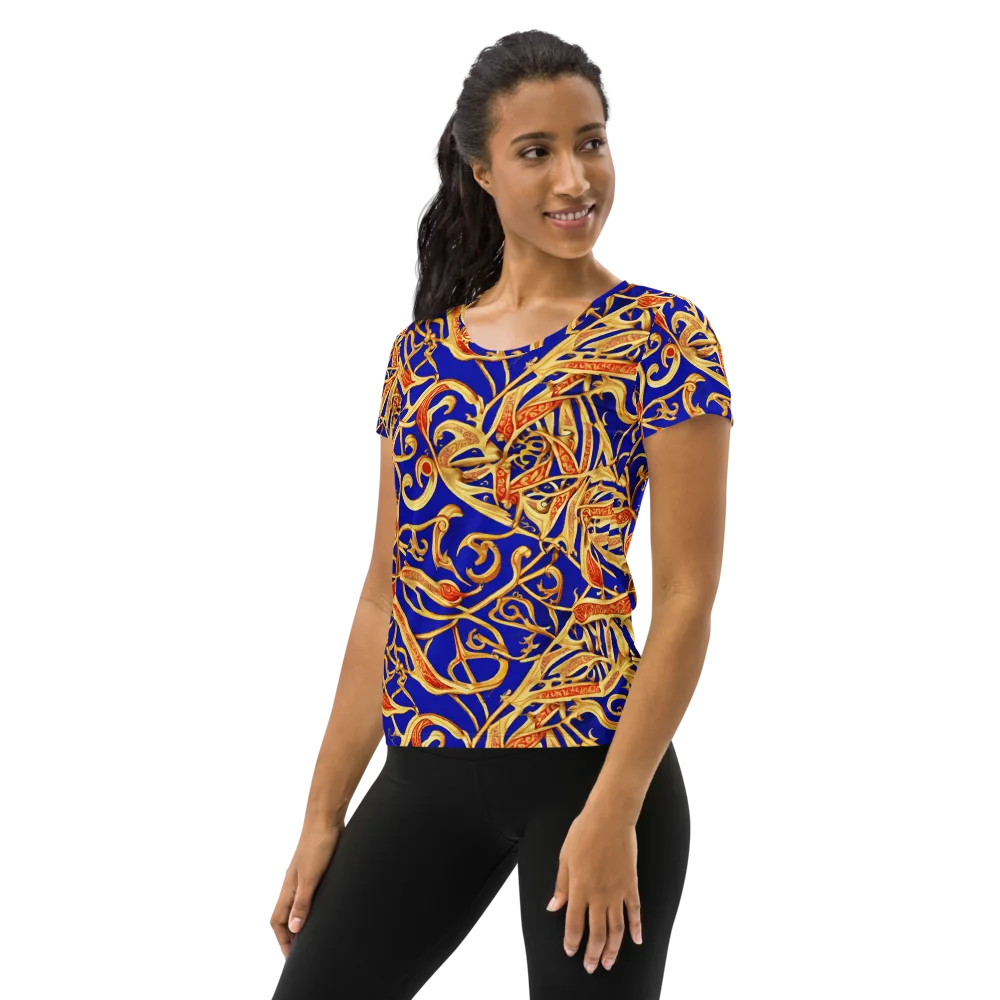 Royal Paisley on Women's Athletic T-Shirt — Left