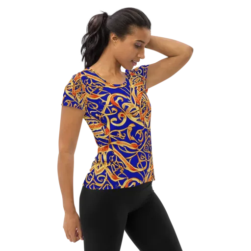 Royal Paisley on a Women's Athletic T-Shirt