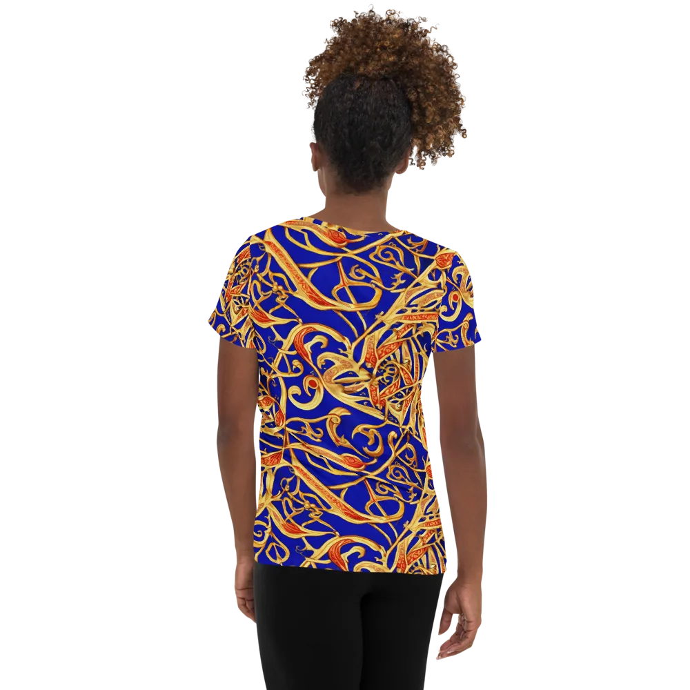 Royal Paisley on Women's Athletic T-Shirt — Back