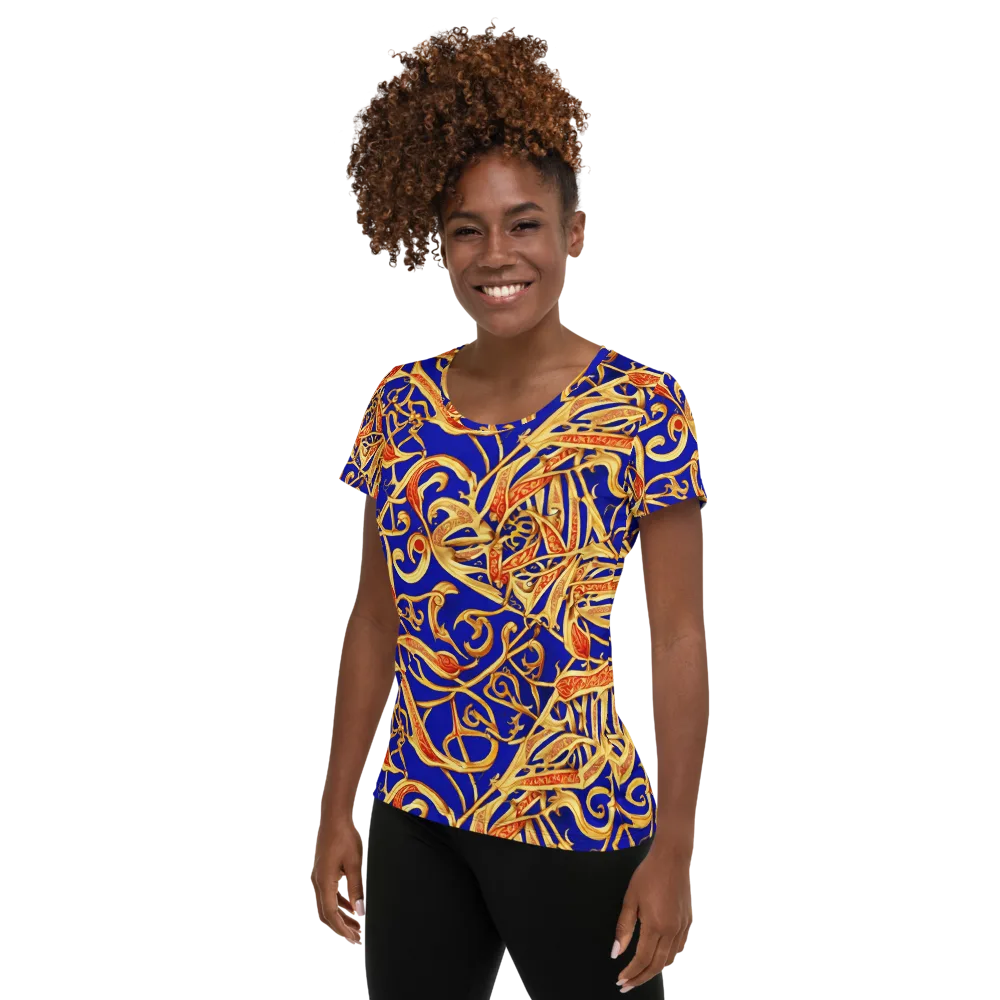 Royal Paisley on Women's Athletic T-Shirt — Left