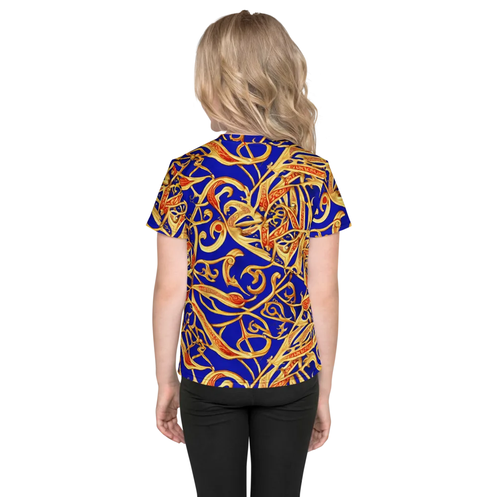 Royal Paisley on Kids Crew Neck T-Shirt — Back