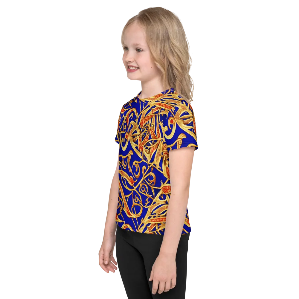 Royal Paisley on Kids Crew Neck T-Shirt — Left