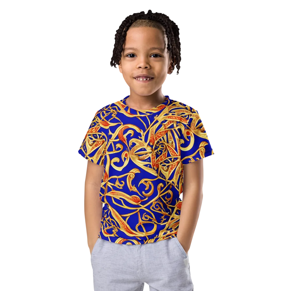 Royal Paisley on Kids Crew Neck T-Shirt — Front