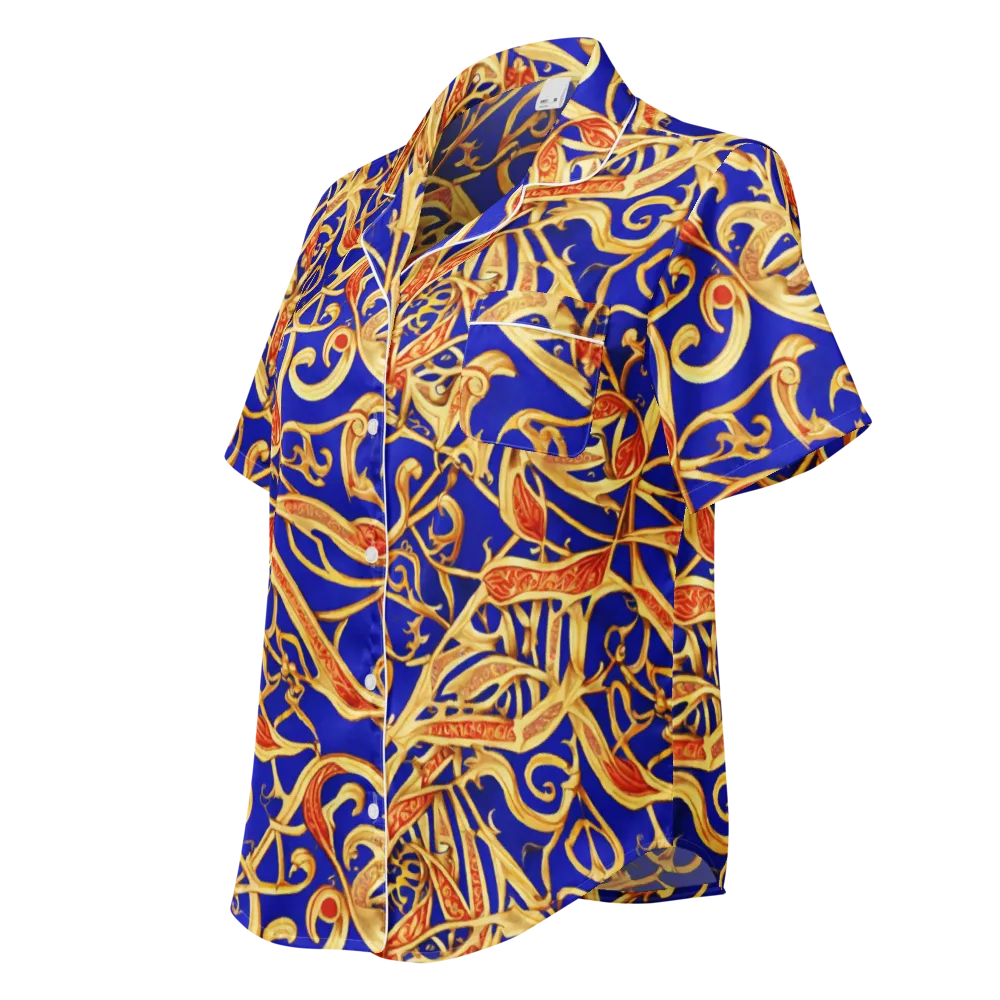 Royal Paisley on Women's Short Sleeve Pajama Top — Left Front