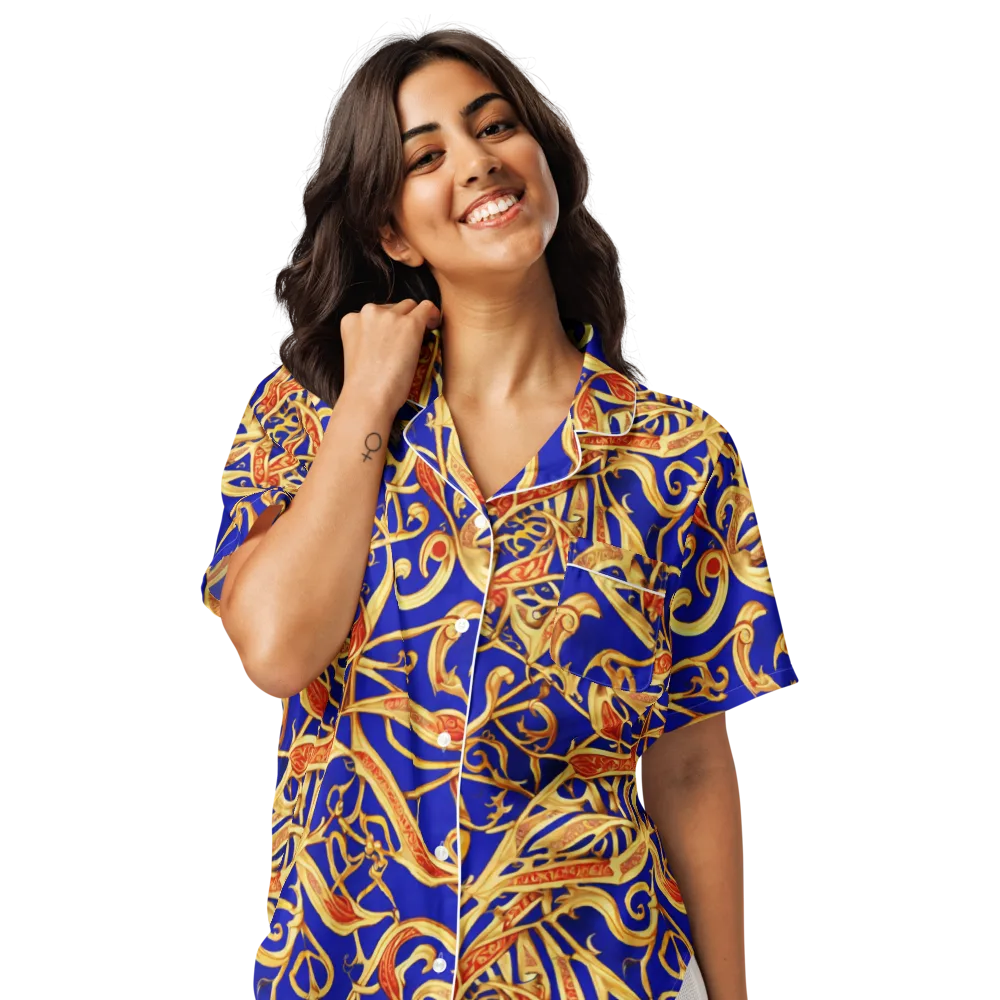 Royal Paisley on Women's Short Sleeve Pajama Top — Front