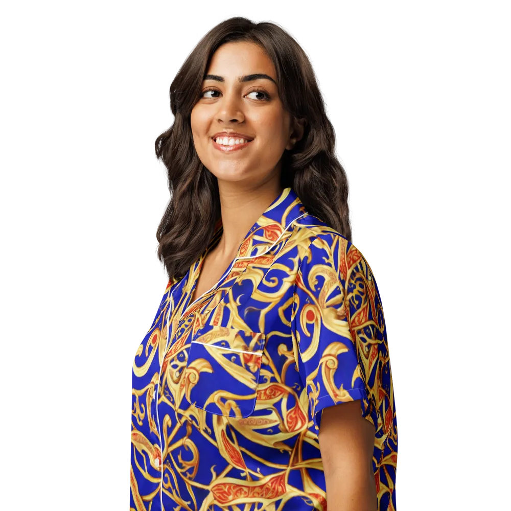 Royal Paisley on Women's Short Sleeve Pajama Top — Left Front
