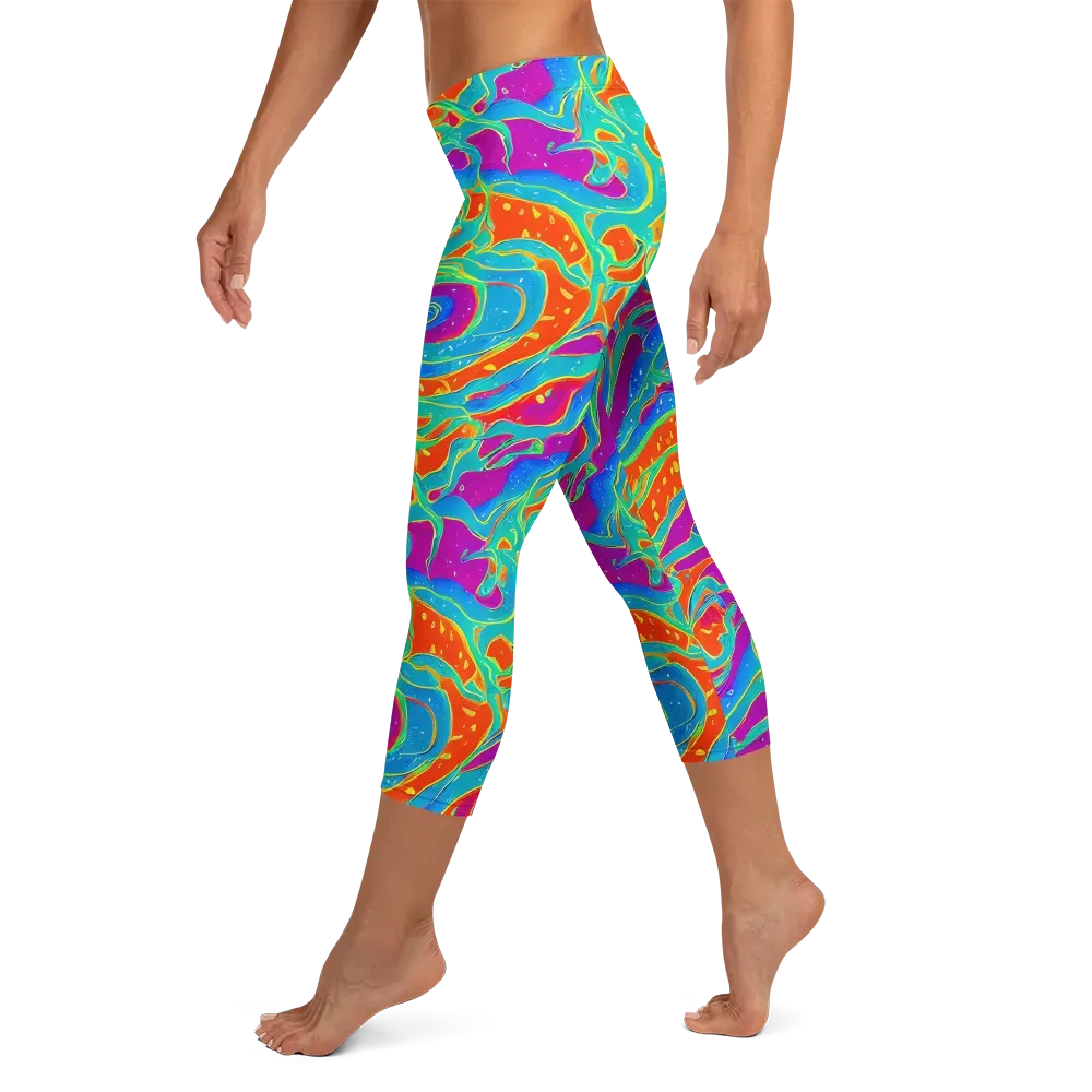 Magma Current on Capri Leggings — Left