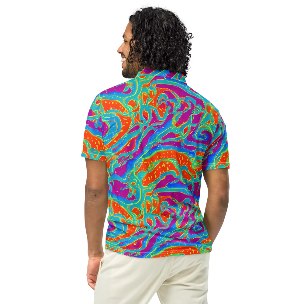 Magma Current on Men's Slim Fit Polo Shirt — Back